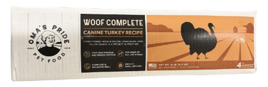 Omas Pride Woof Canine Complete Turkey 18lb Bulk Box 8oz Patties
