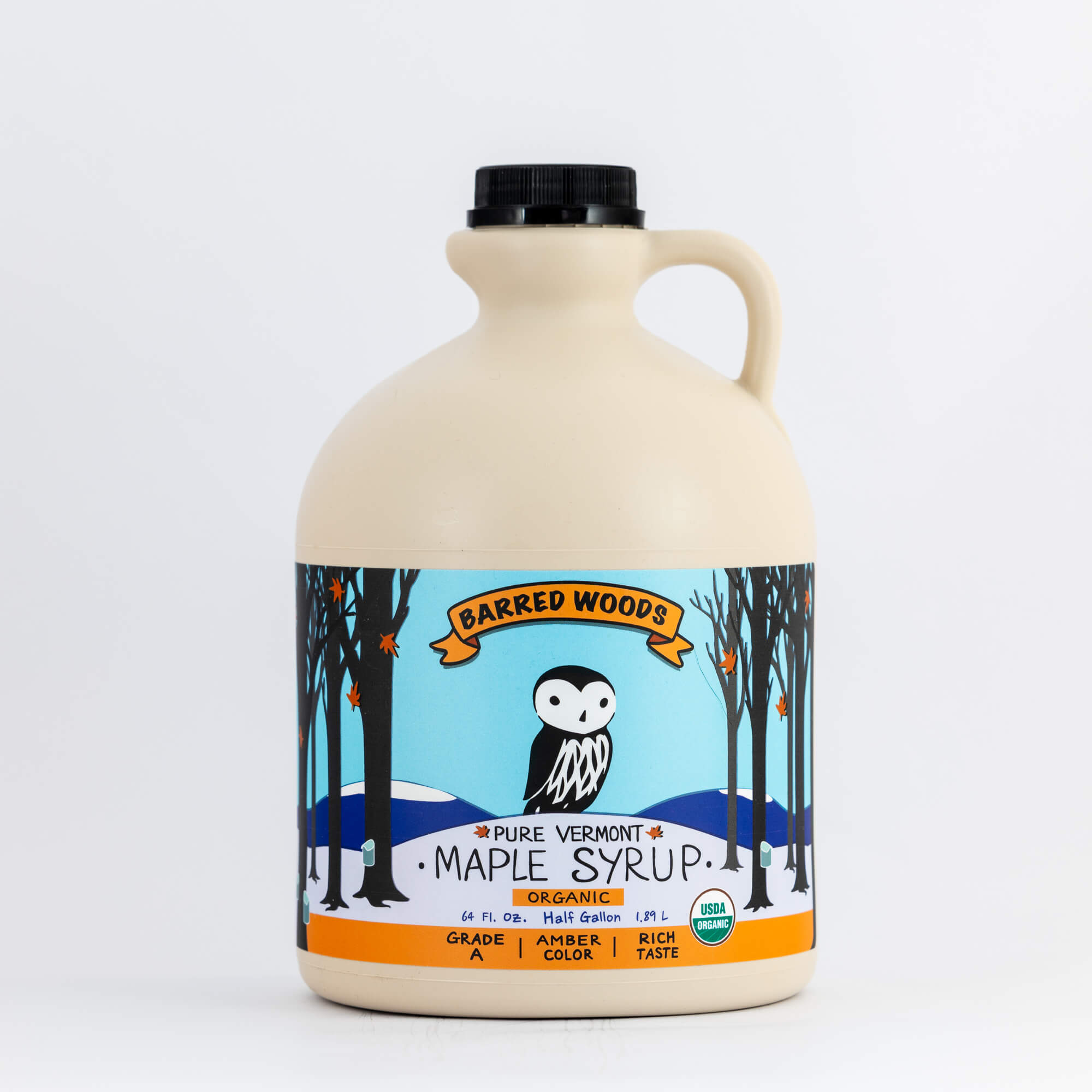 Pure Organic Vermont Maple Syrup - Half Gallon Jug (64 ounces)