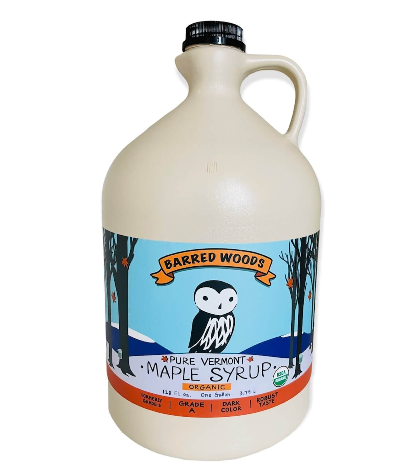 Pure Organic Vermont Maple Syrup - Gallon Jug (128 ounces) - Free Shipping by Barred Woods Maple