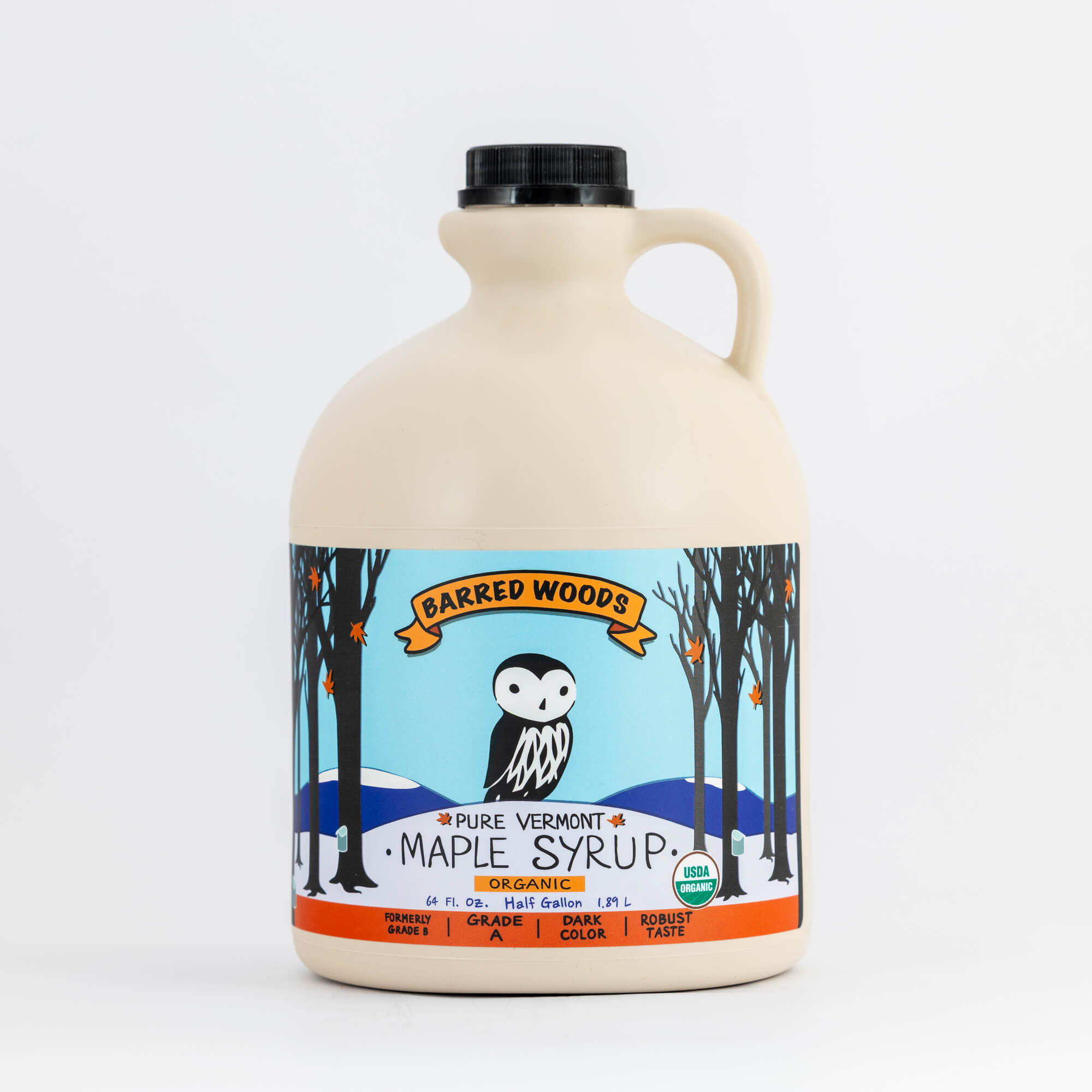 Pure Organic Vermont Maple Syrup - Half Gallon Jug (64 ounces)