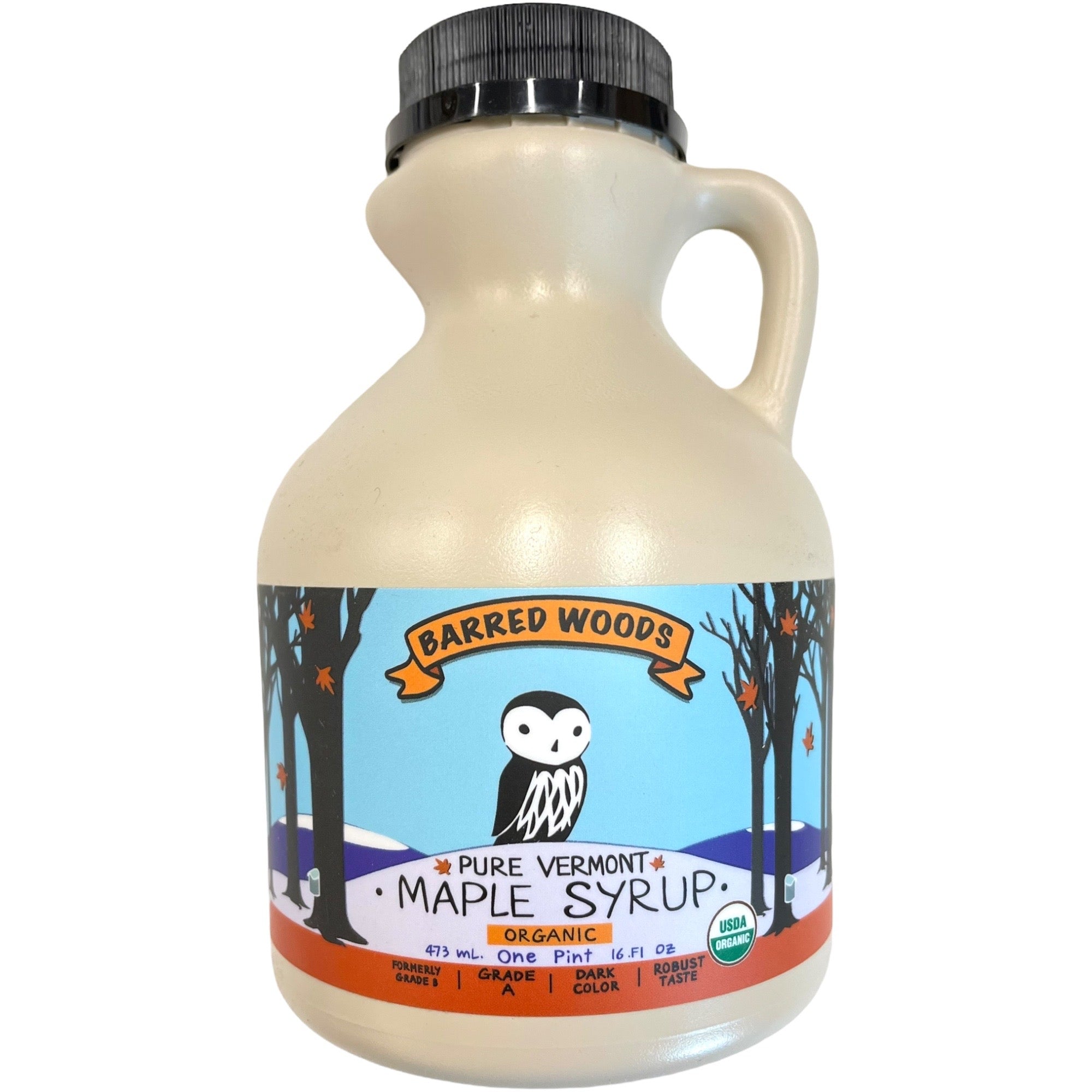 Pure Organic Vermont Maple Syrup - Pint Jug - 16 ounces by Barred Woods Maple