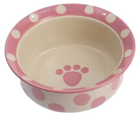 Petrageous Pink Polka Paws Dish 5" by Pet Food Warehouse