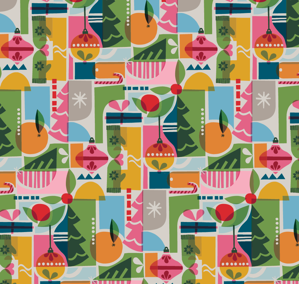 Set of 3 (S, L, XL) Reusable Cloth Furoshiki Gift Wrap | Holiday Shapes & Deep Blue by Shiki Wrap