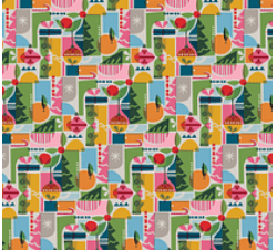 Large Reusable Cloth Furoshiki Gift Wrap | Holiday Shapes & Snow by Shiki Wrap