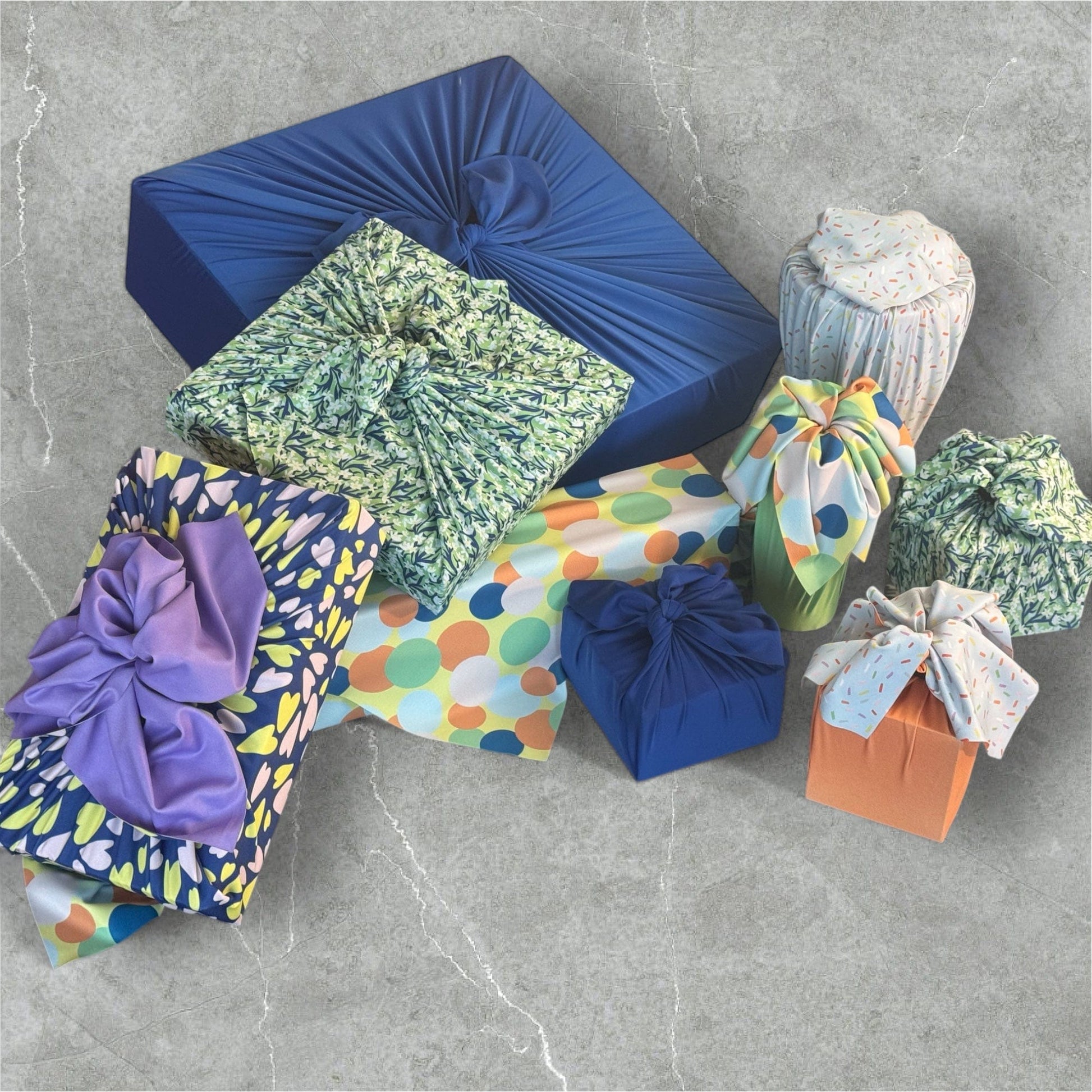 Assorted Set of 9 Reusable Cloth Furoshiki Gift Wrap | All Occasion Collection by Shiki Wrap