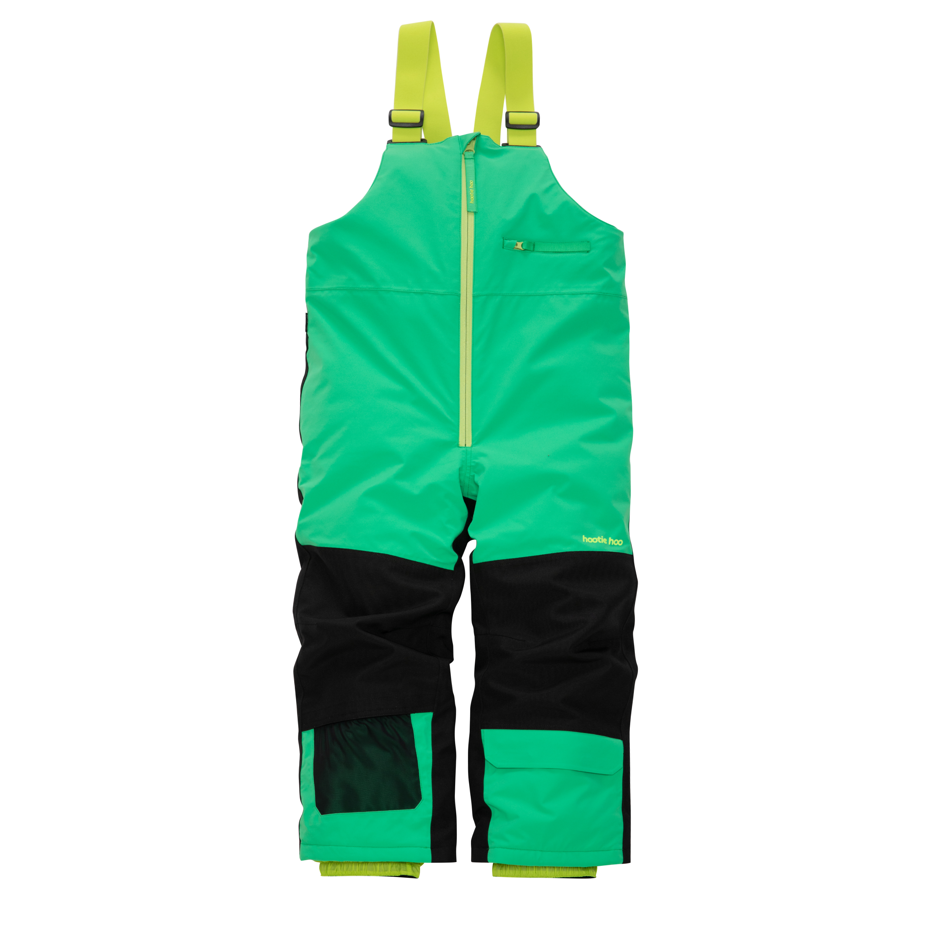 Kids Pinnakle Insulated Bib Snow Pants - Toucan Green/Raven Black by Hootie Hoo
