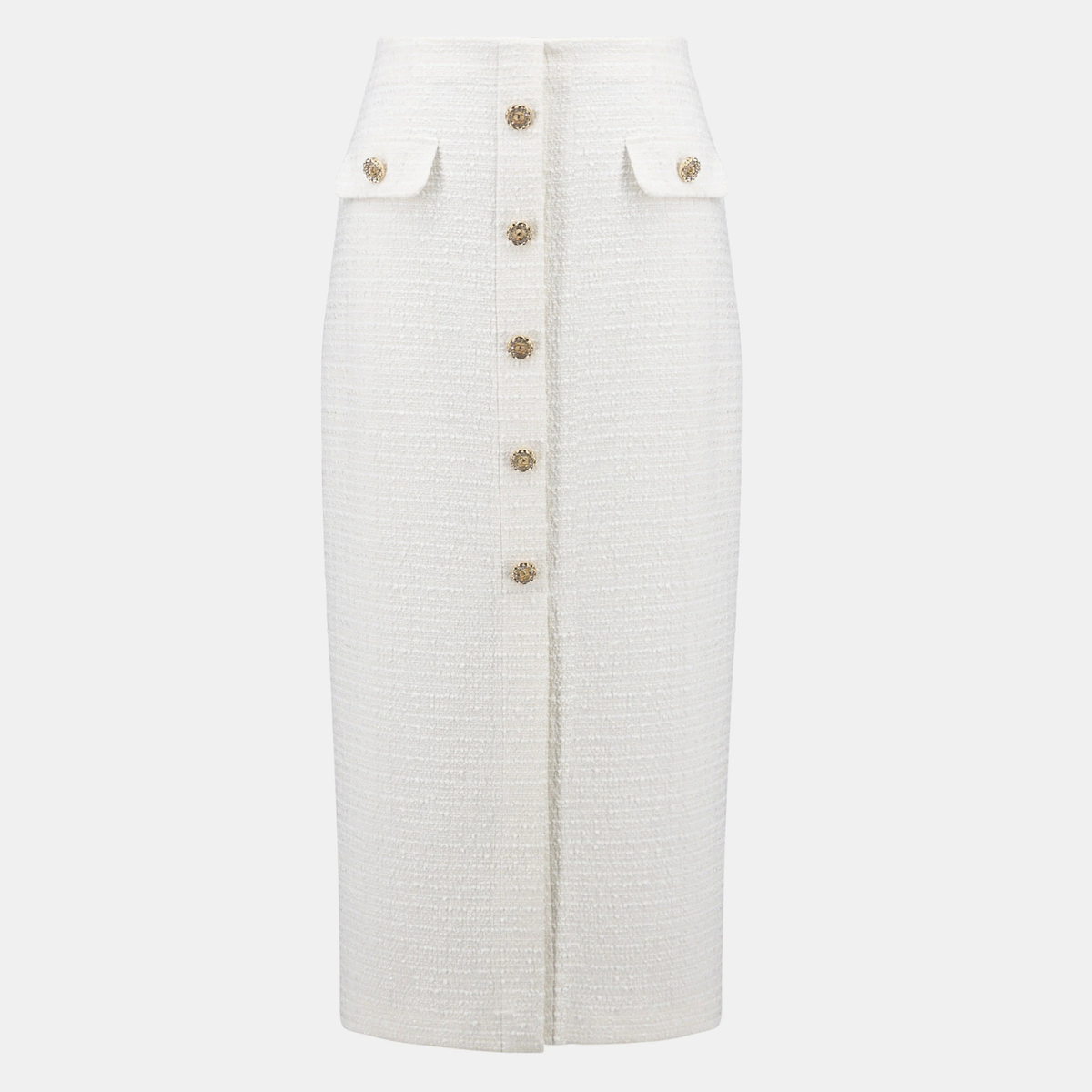 Joseph Ribkoff Bouclé Pencil Skirt With Gold Buttons