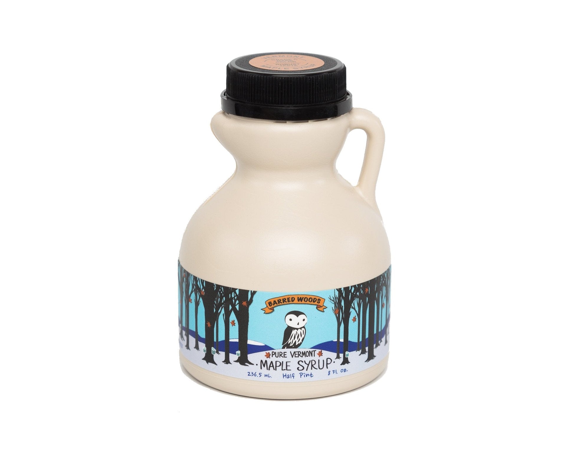Pure Organic Vermont Maple Syrup - 1/2 Pint Jug - 8 ounces by Barred Woods Maple