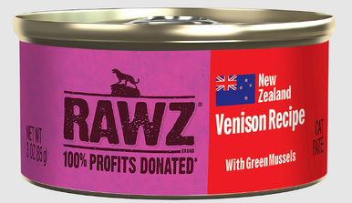 Rawz 94% Venison with Green Mussels Pate Cat Can 3oz.