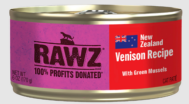 Rawz 94% Venison with Green Mussel Pâté Cat Can 6oz.