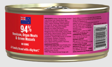 Rawz 94% Venison with Green Mussel Pâté Cat Can 6oz.