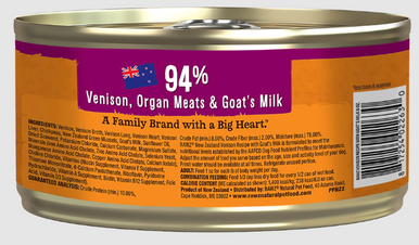 Rawz 94% Venison with Goat's Milk Pâté Dog Can 6oz.