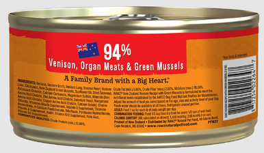 Rawz 94% Venison with Green Mussels Pâté Dog Can 6oz.
