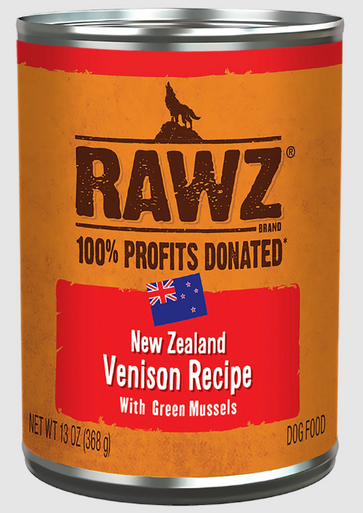 Rawz 94% Venison with Green Mussels Pâté Dog Can 13oz.