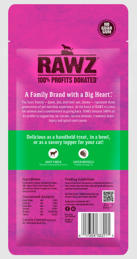 Rawz Lickable Cat Treat Chicken, Goat's Milk, Green Mussels .4oz 4pk