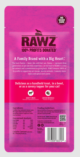 Rawz Lickable Cat Treat Tuna & Salmon, Goat's Milk, Green Mussels .4oz 4pk