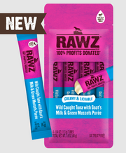 Rawz Lickable Cat Treat Tuna, Goat's Milk, Green Mussels .4oz 4pk