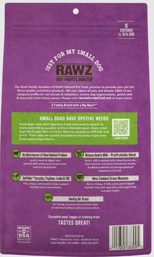 Rawz  Air Dried "Just for My Small Dog" Lamb Recipe 1 lb.