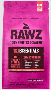 RAWZ 10 Essentials Turkey, Salmon & Dehydrated Whitefish Cat 3.5 lb.