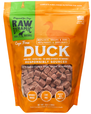 Raw Dynamic Frozen Dog Food Duck 3lb