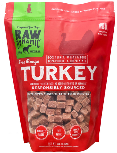 Raw Dynamic Frozen Dog Food Turkey 3lb