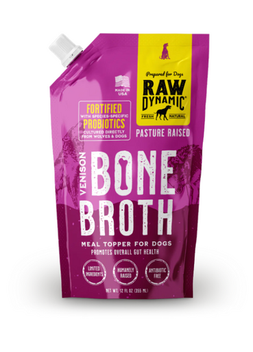 Raw Dynamic Frozen Bone Broth For Dogs Venison 12oz