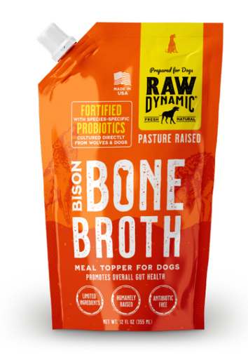 Raw Dynamic Frozen Bone Broth For Dogs Bison  12oz