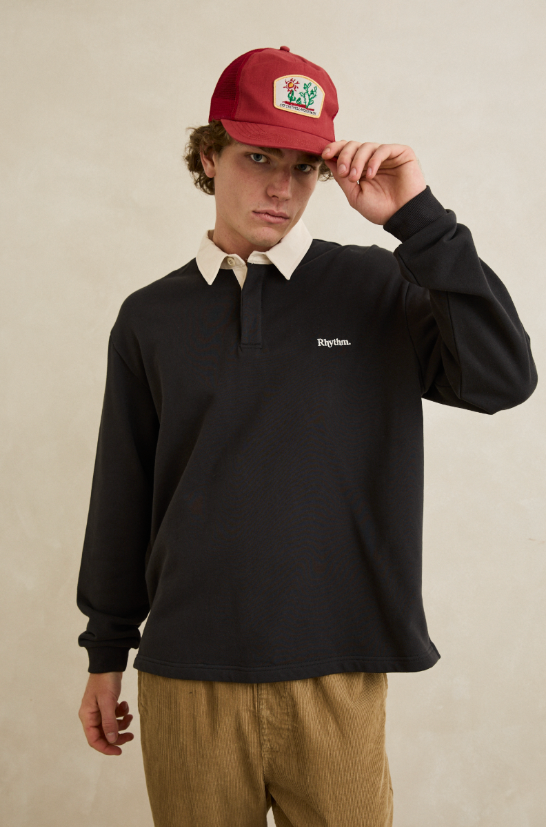 Rhythm Koa Vintage Long Sleeve Rugby Polo