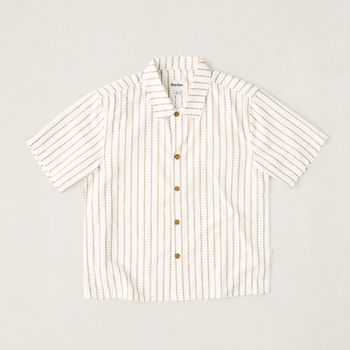 Rhythm Vacation Stripe Crop Short Sleeve Shirt