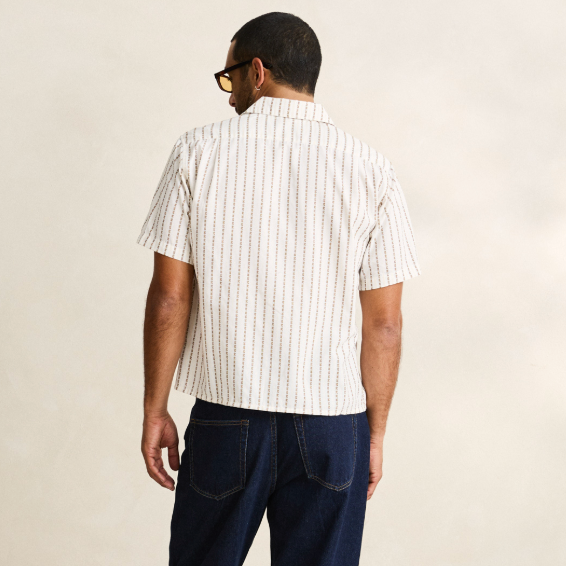 Rhythm Vacation Stripe Crop Short Sleeve Shirt