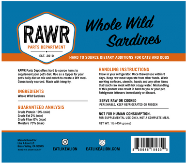 Rawr Frozen Sardine 1lb