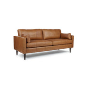 Trafton Sofa Leather Match Rust Dark Walnut Leg by Homeportonline