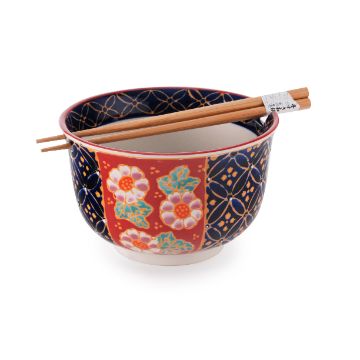 Noodle Bowl - Red & Blue w/Chopsticks by Homeportonline
