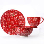 3pc Tableware Set Plate, Mug, Bowl, Red With Flower by Homeportonline