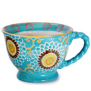 Mug Light Blue With Brown Flower 14oz by Homeportonline