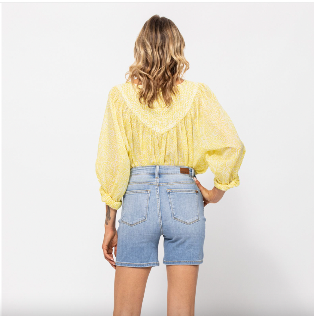 Light Wash Non-Distressed Denim Short by SidePony Boutique