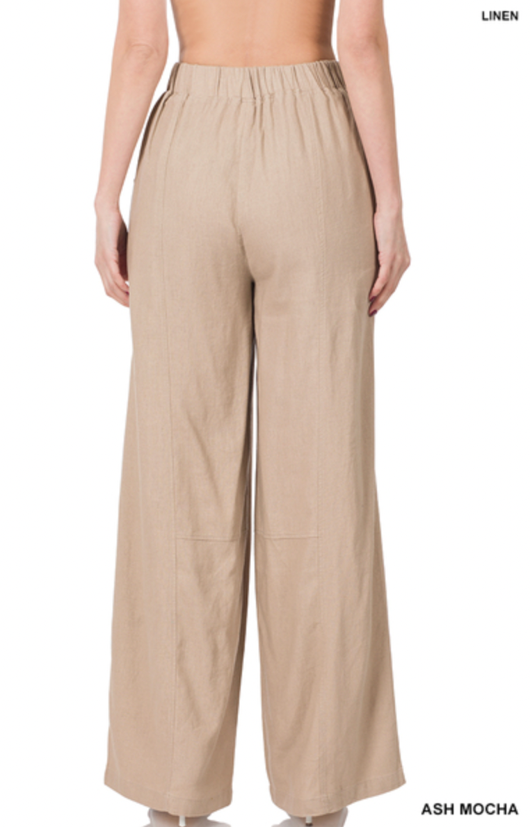 Linen Baggy Pants - Ash Mocha by SidePony Boutique
