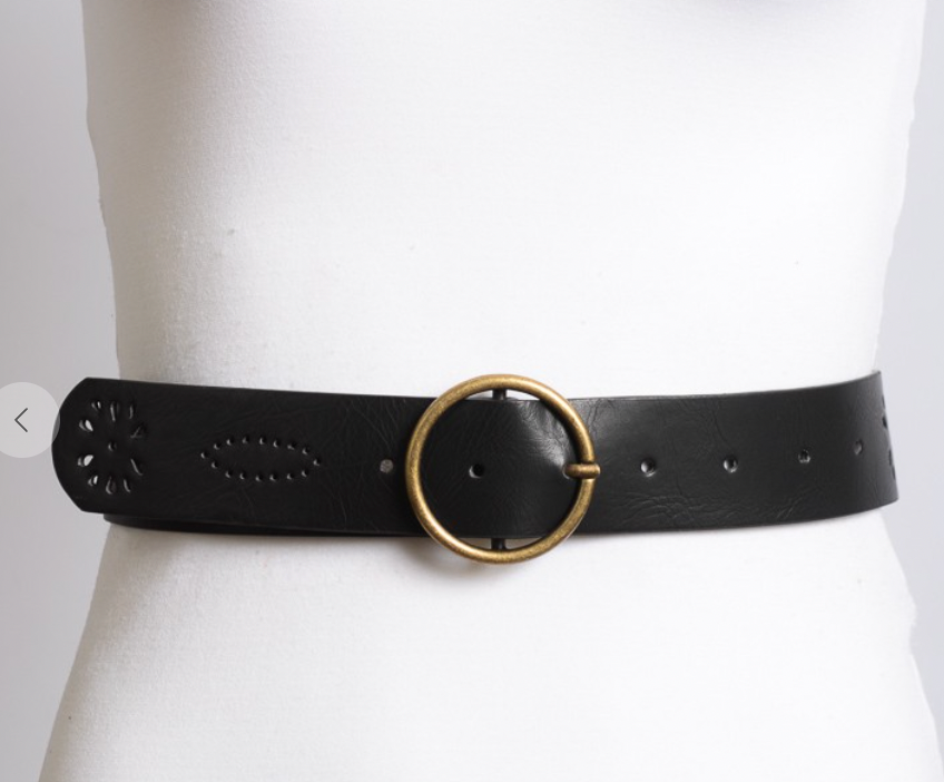 Floral Punch Out Belt in Black by SidePony Boutique