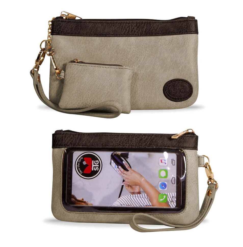 Save the Girls Catchy Clutch in Mocha Cream by SidePony Boutique
