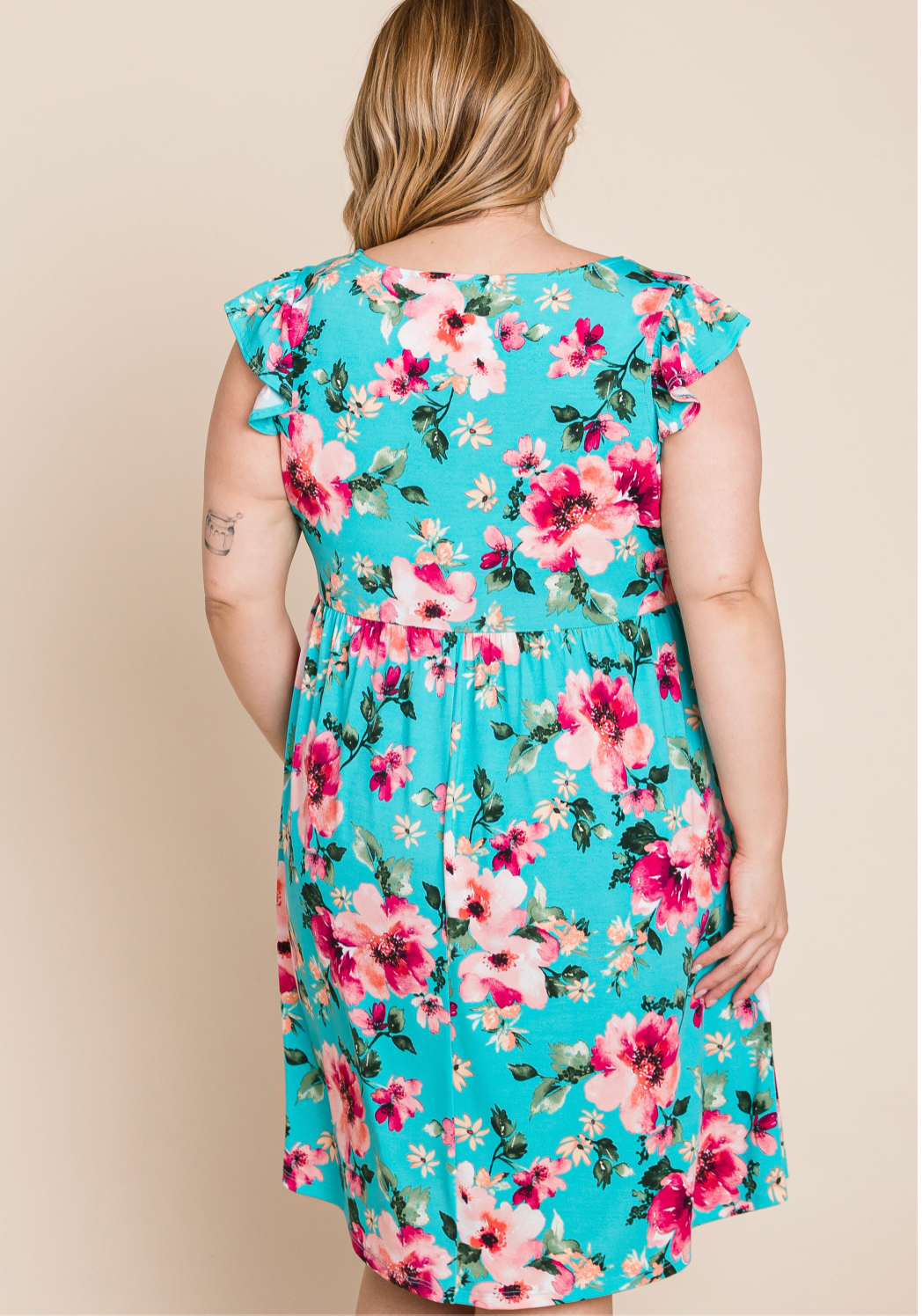Floral Swing Dress - aqua by SidePony Boutique