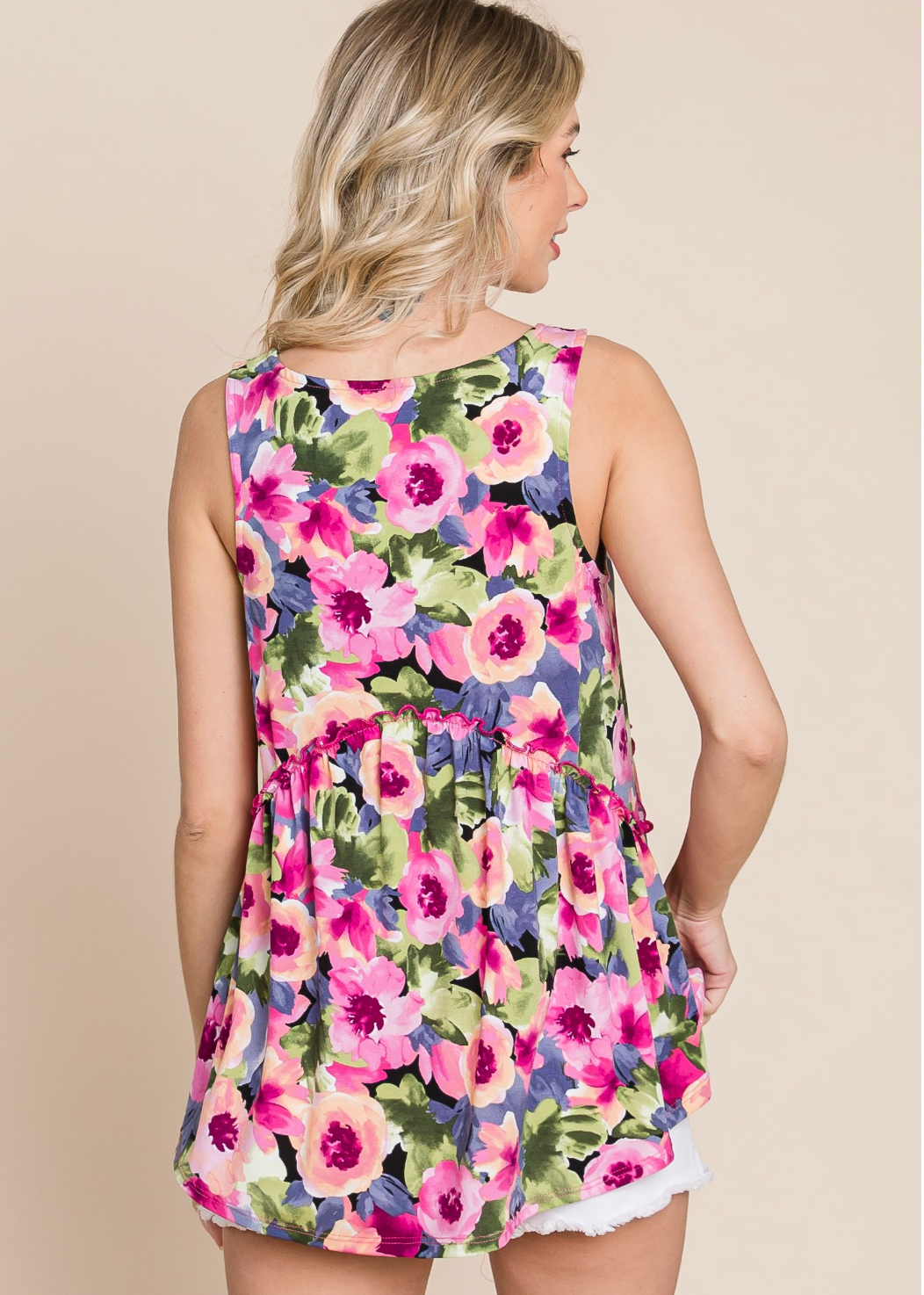 Floral Babydoll Tank Top by SidePony Boutique