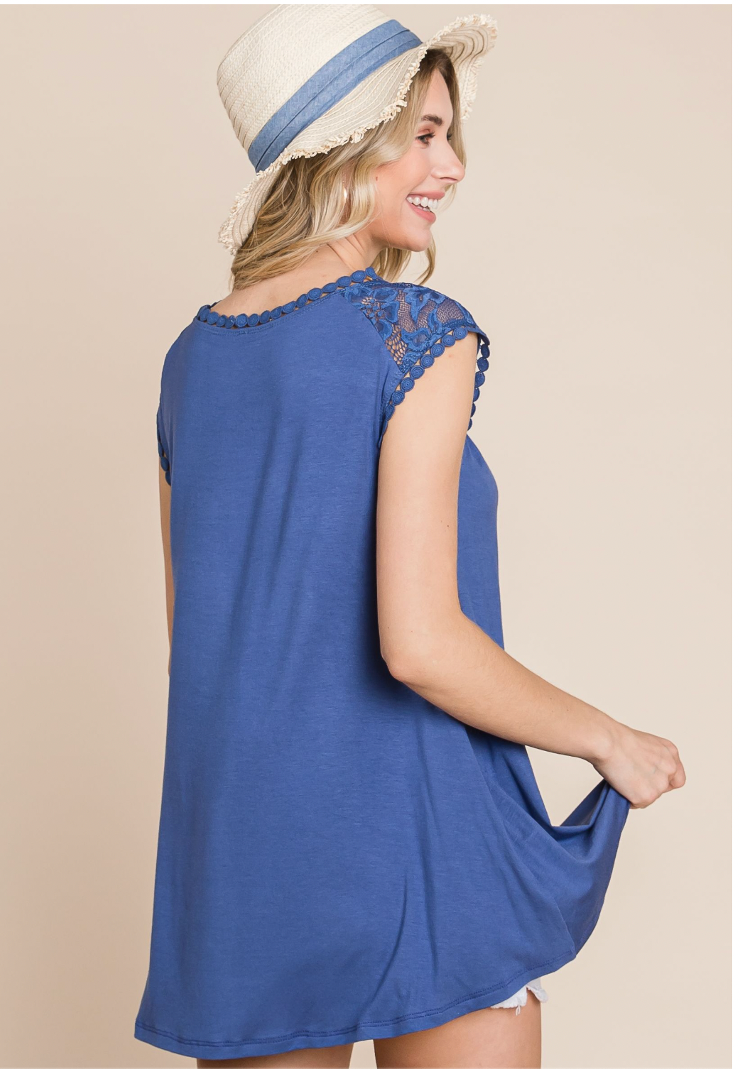 Denim Blue Lace Tank by SidePony Boutique