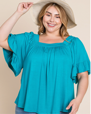 Jade Ruffle Sleeve Jersey Top by SidePony Boutique