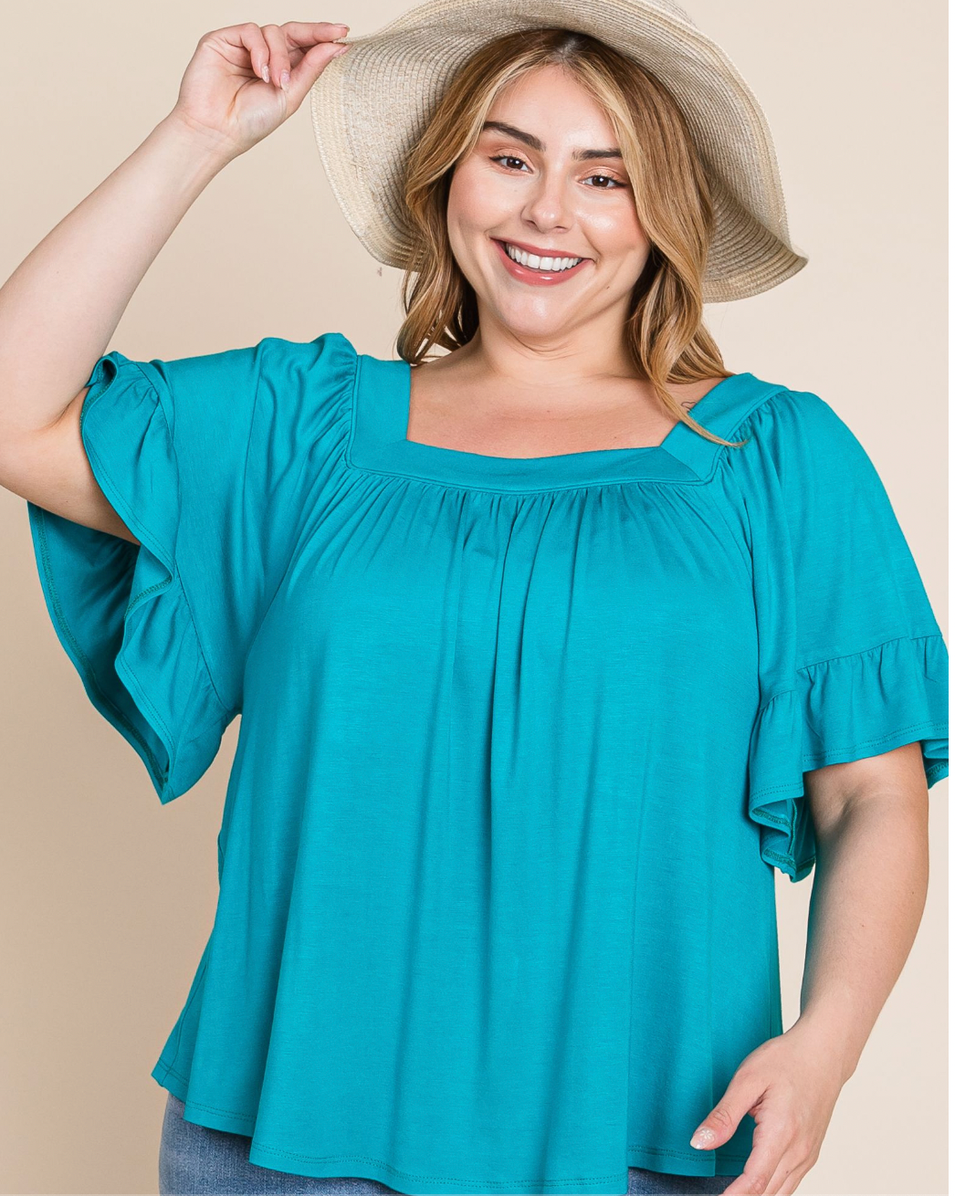 Jade Ruffle Sleeve Jersey Top by SidePony Boutique