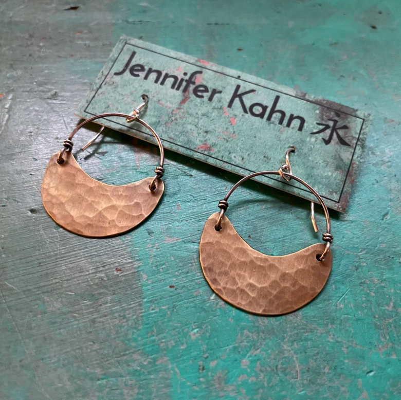 Brass Crescent Earrings by jenkahnjewelry