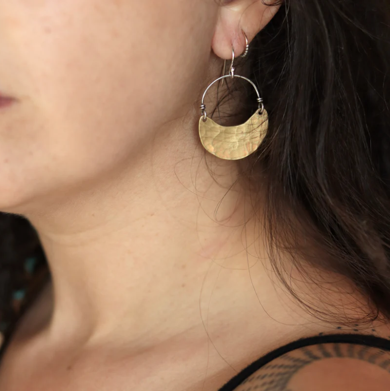 Brass Crescent Earrings by jenkahnjewelry