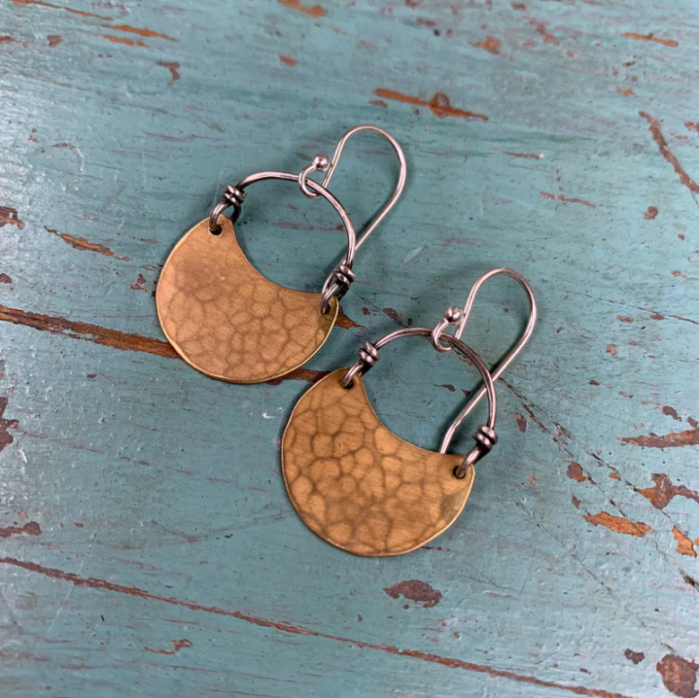Brass Crescent Earrings by jenkahnjewelry