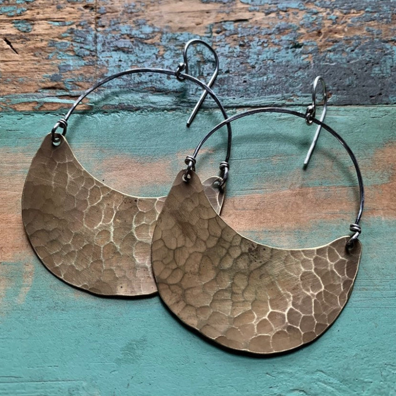 Brass Crescent Earrings by jenkahnjewelry