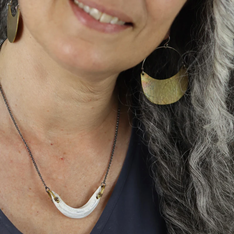 Brass Crescent Earrings by jenkahnjewelry