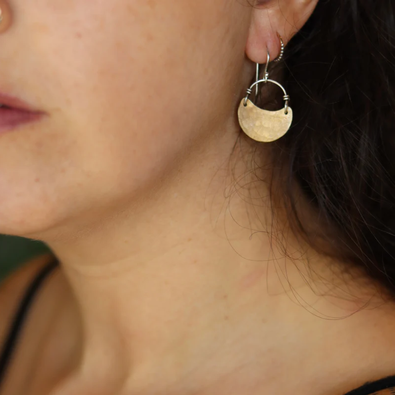 Brass Crescent Earrings by jenkahnjewelry